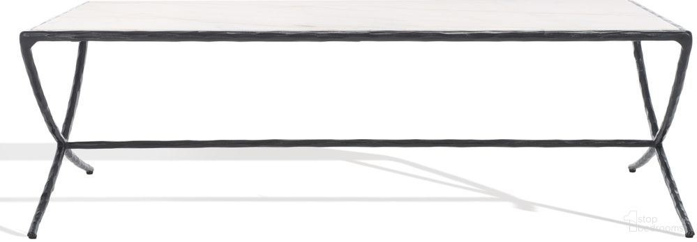 The appearance of Debbie Rectangle Metal Coffee Table In Black and White designed by Safavieh Couture in the modern / contemporary interior design. This white piece of furniture  was selected by 1StopBedrooms from Debbie Collection to add a touch of cosiness and style into your home. Sku: SFV9522D. Material: Iron.