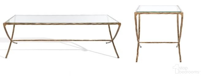 Debbie Rectangle Metal Occasional Table Set In Brass