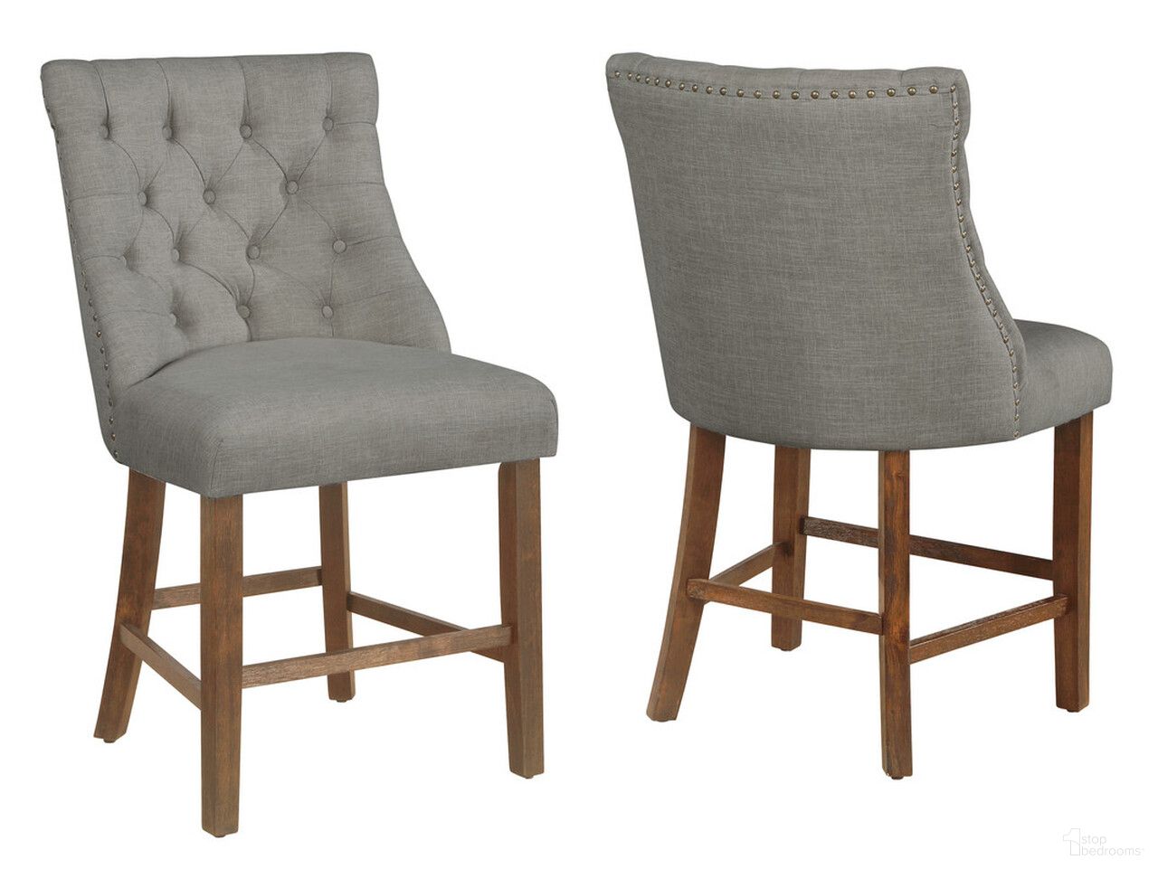 The appearance of Debra Counter Height Dining Chairs Set of 2 In Gray Linen Fabric and Walnut Wood designed by Best Quality Furniture in the traditional interior design. This gray and walnut piece of furniture was selected by 1StopBedrooms from Debra Collection to add a touch of cosiness and style into your home. Sku: D45-CHC2. Material: Wood.