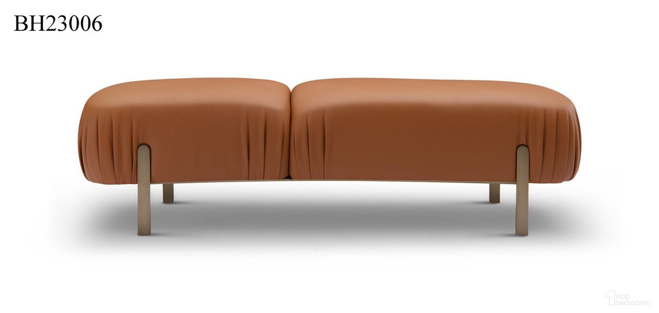 The appearance of Debrah Fluid Form Accent Bench In Brown designed by Klaussner Home Furnishings in the modern / contemporary interior design. This brown piece of furniture  was selected by 1StopBedrooms from Debrah Collection to add a touch of cosiness and style into your home. Sku: BH23006. Material: PU.