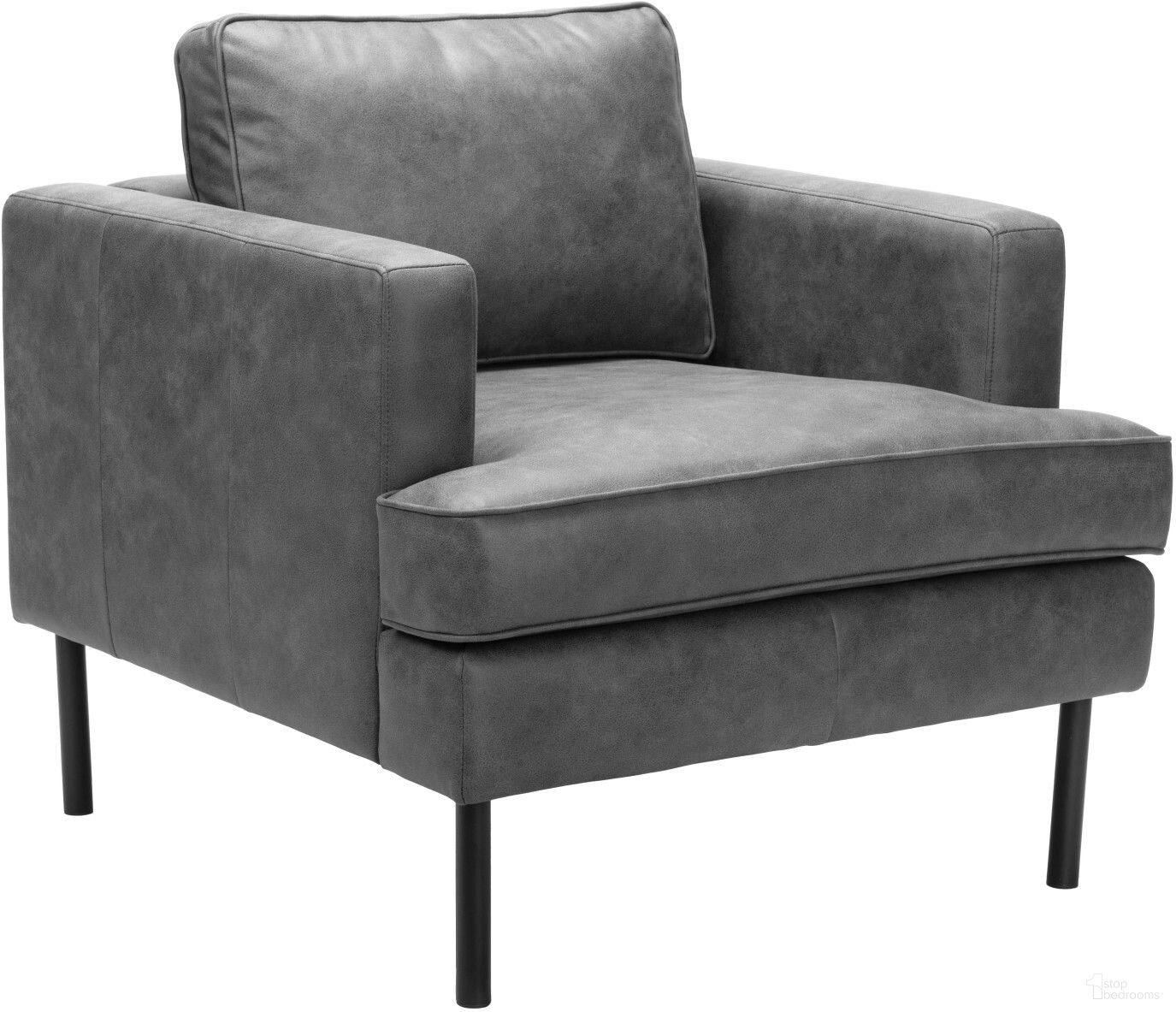 The appearance of Decade Armchair In Vintage Gray designed by Zuo Modern in the modern / contemporary interior design. This gray piece of furniture was selected by 1StopBedrooms from Decade Collection to add a touch of cosiness and style into your home. Sku: 109903. Material: Polyester.