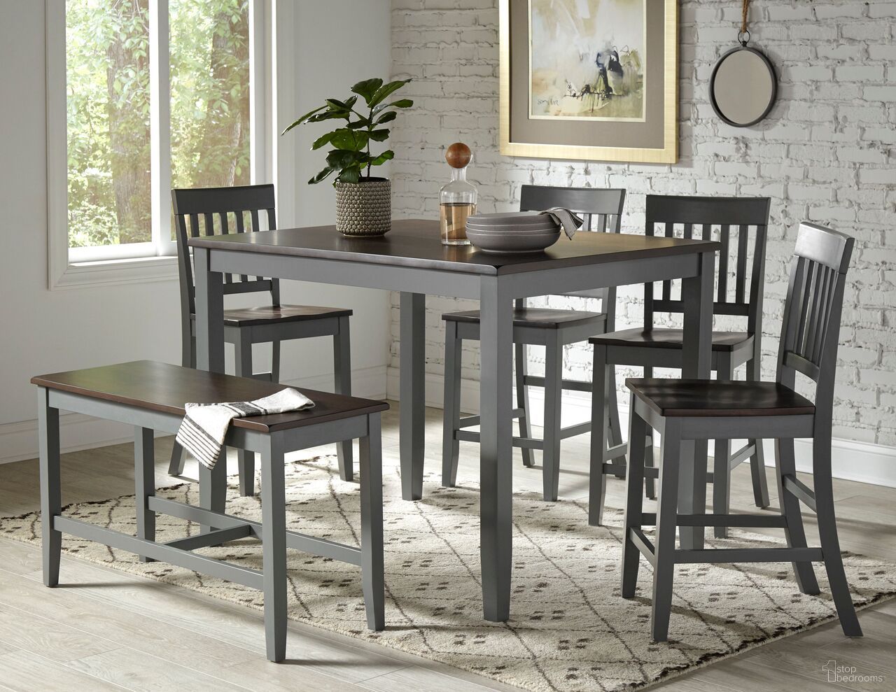 The appearance of Decatur Lane 4 Piece Solid Wood Dining Set In Grey designed by Jofran in the transitional interior design. This grey piece of furniture was selected by 1StopBedrooms from Decatur Lane Collection to add a touch of cosiness and style into your home. Sku: 1835. Material: Acacia.