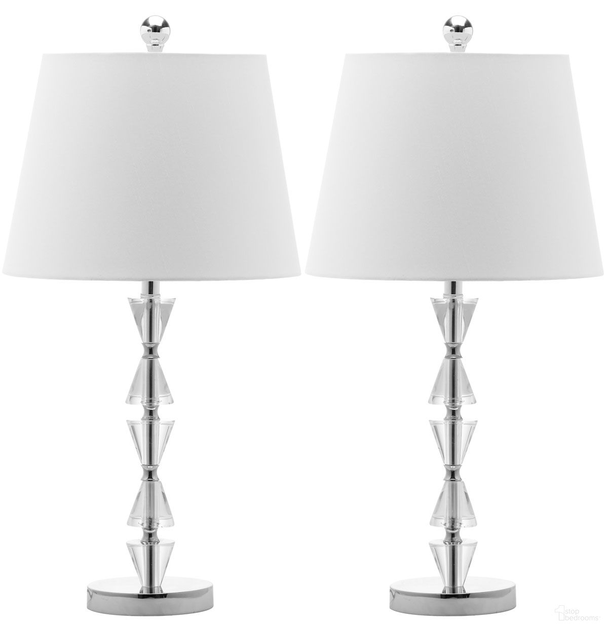 The appearance of Deco 24.5-Inch H Prisms Crystal Lamp in Clear Set of 2 designed by Safavieh in the traditional interior design. This clear piece of furniture  was selected by 1StopBedrooms from Deco Collection to add a touch of cosiness and style into your home. Sku: LIT4129A-SET2. Material: Crystal.
