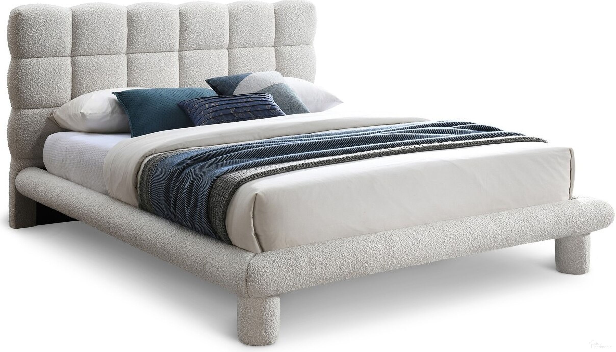 Deco Boucle Fabric King Bed In Cream