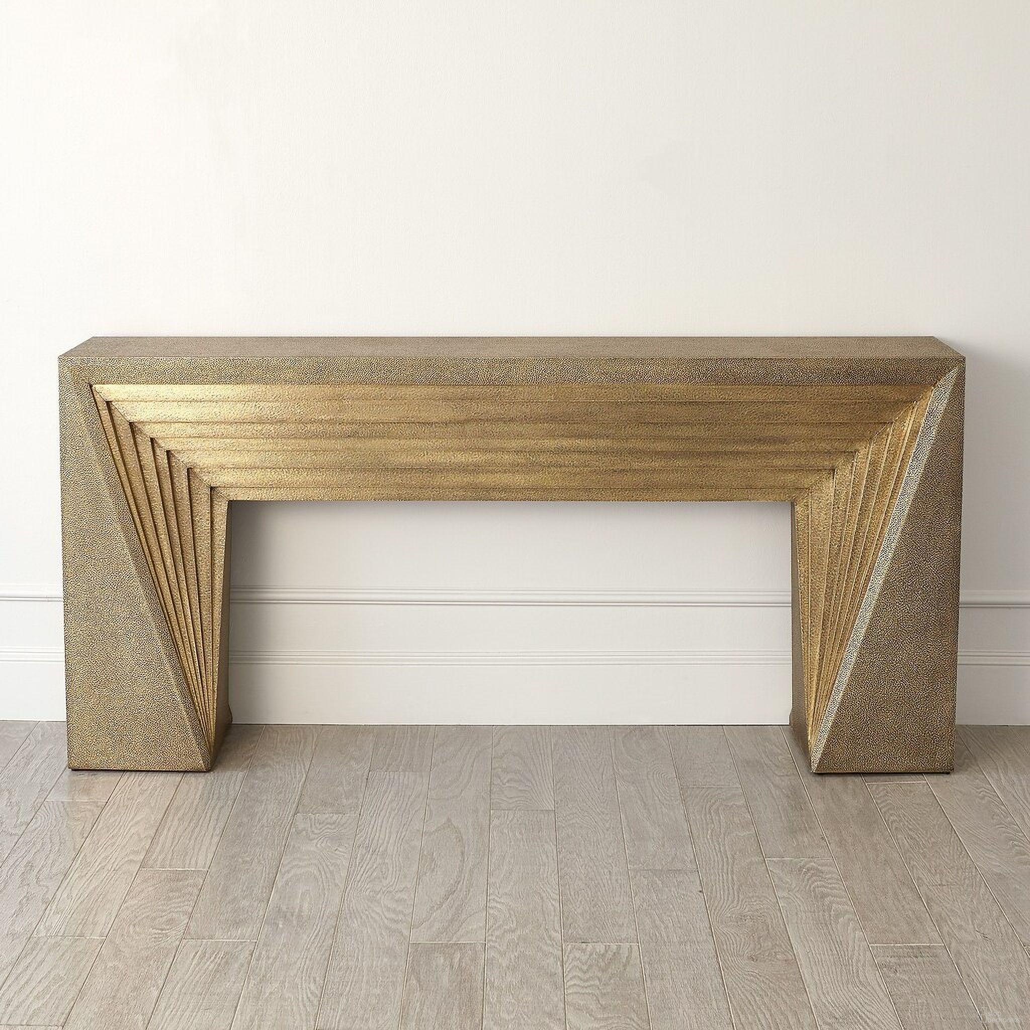The appearance of Deco Console In Brass designed by Global Views in the modern / contemporary interior design. This bronze piece of furniture was selected by 1StopBedrooms from Deco Collection to add a touch of cosiness and style into your home. Sku: 993518. Material: MDF.