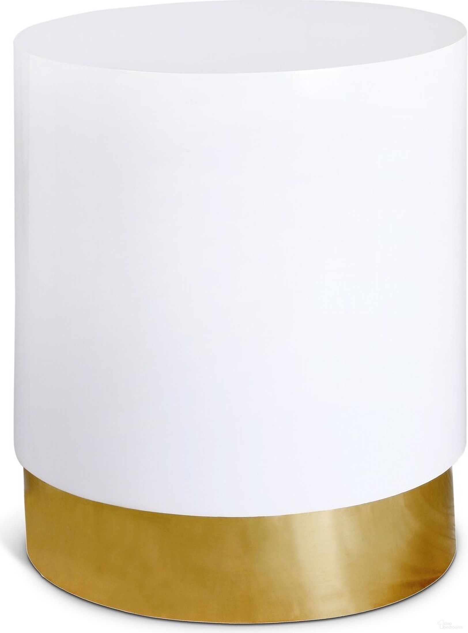 Deco End Table In White and Gold