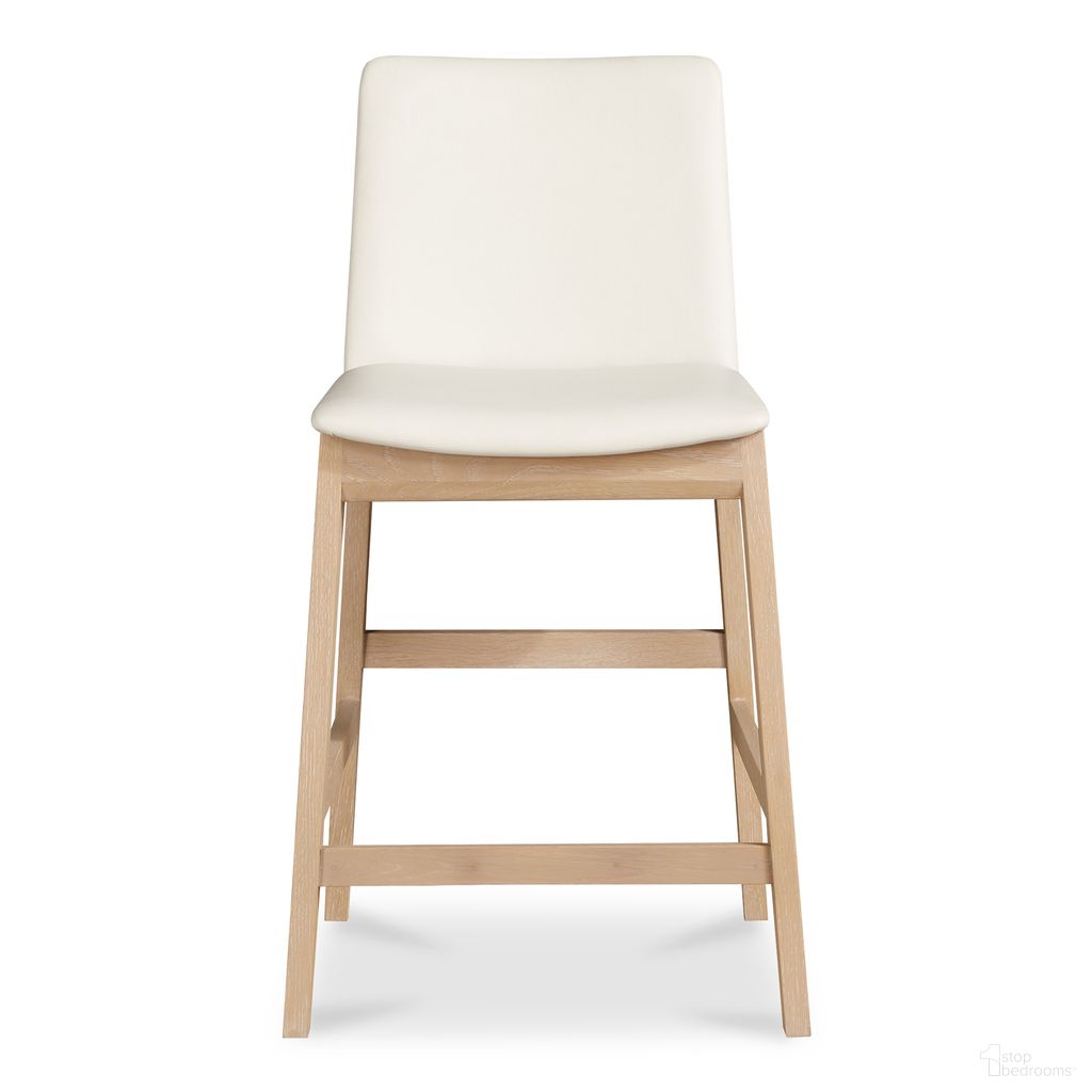 Deco Oak Counter Stool In White PVC