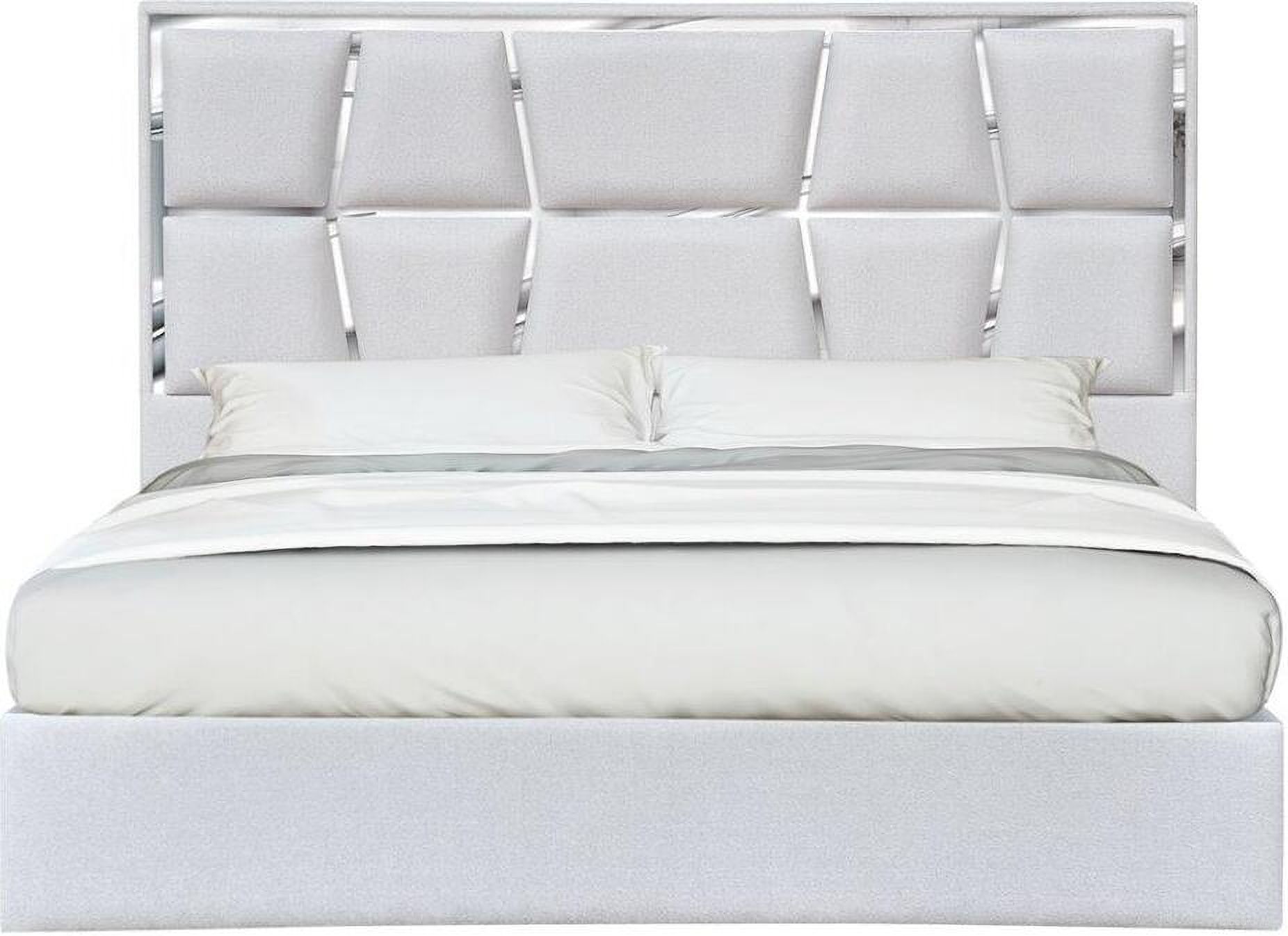 The appearance of Degas Silver Grey Queen Upholstered Platform Bed designed by J&M in the modern / contemporary interior design. This silver gray piece of furniture  was selected by 1StopBedrooms from Degas Collection to add a touch of cosiness and style into your home. Sku: 18721-Q. Bed Type: Platform Bed. Bed Size: Queen.
