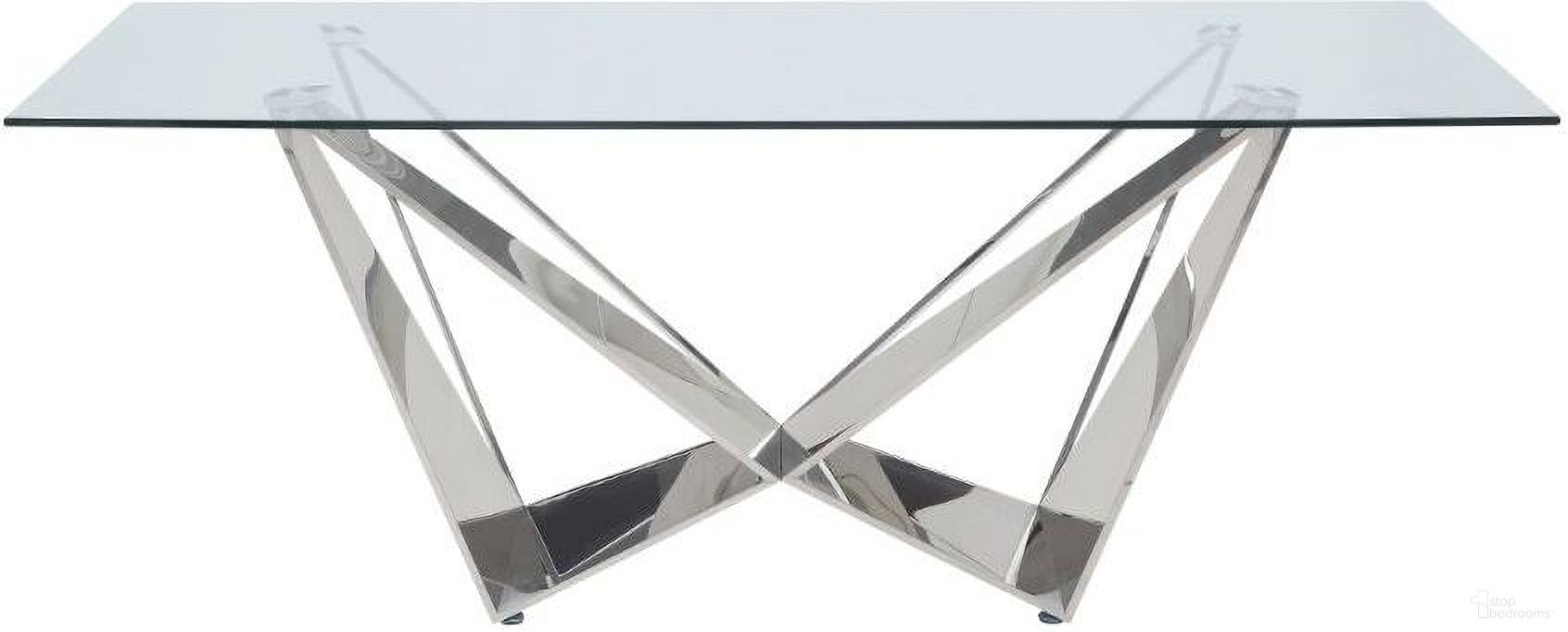 The appearance of Dekel Dining Table designed by ACME in the glam interior design. This stainless steel piece of furniture  was selected by 1StopBedrooms from Dekel Collection to add a touch of cosiness and style into your home. Sku: 70140ST;70141GL. Table Base Style: Trestle. Table Top Shape: Rectangular. Material: Stainless Steel. Size: 39".