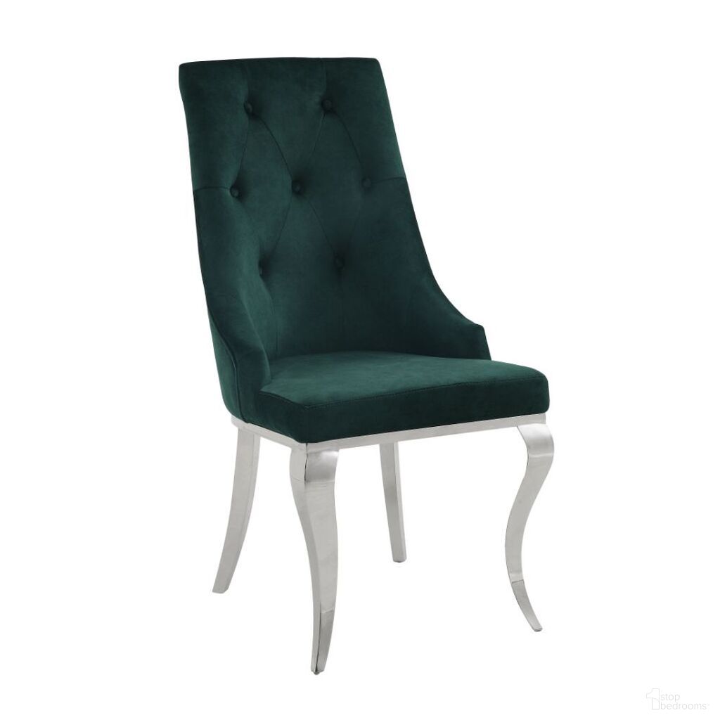 The appearance of Dekel Side Chair (Green) (Set of 2) designed by ACME in the glam interior design. This green piece of furniture was selected by 1StopBedrooms from Dekel Collection to add a touch of cosiness and style into your home. Sku: 70142. Material: Stainless Steel. Chair Type: Side Chair.