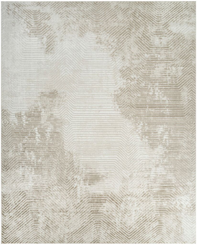 Dekor Modern 7'10" x 9'10" Modern Indoor Rug In Ivory and Taupe