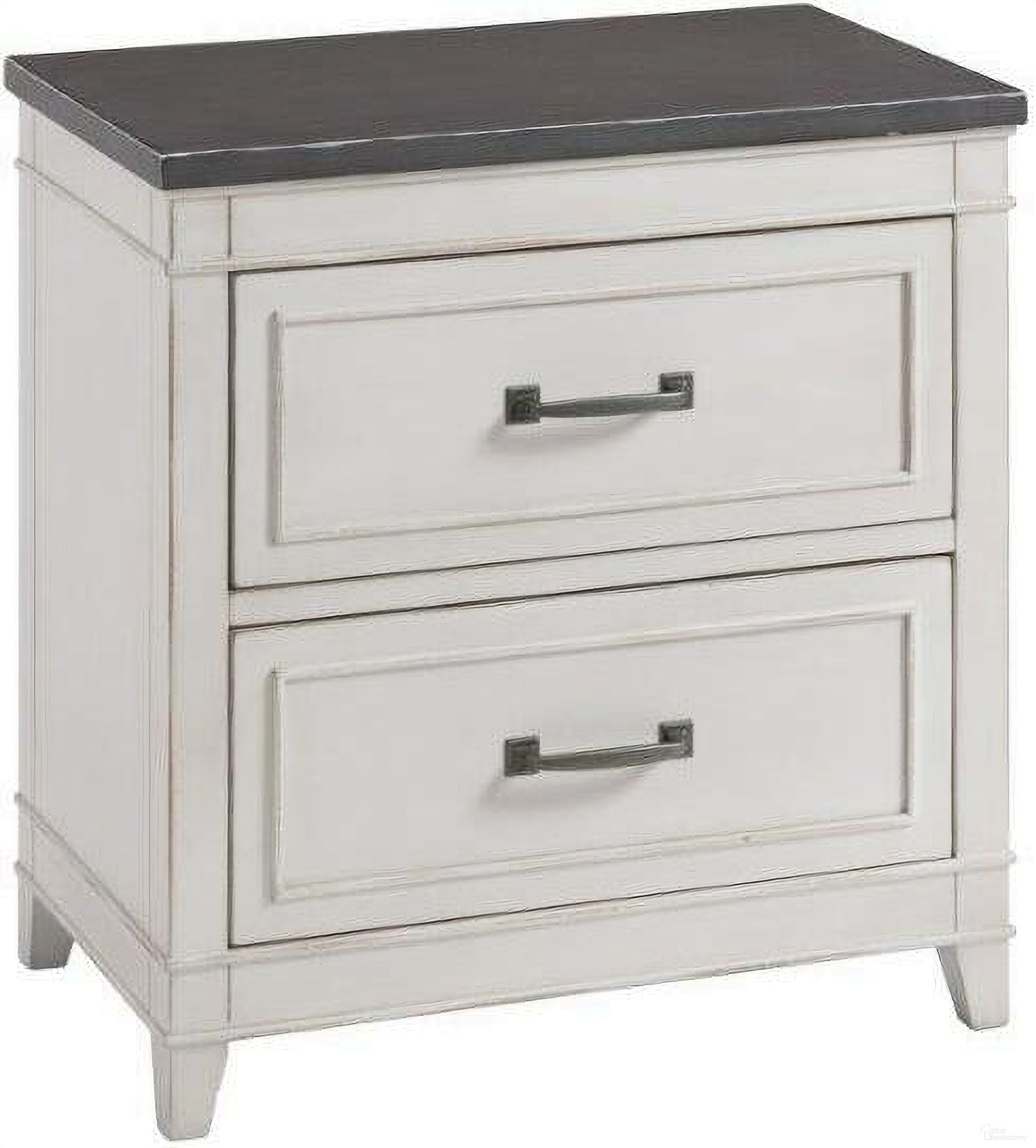 The appearance of Del Mar 2 Drawer Nightstand In White With Grey Top designed by Martin Svensson Home in the coastal interior design. This white and grey piece of furniture was selected by 1StopBedrooms from Del Mar Collection to add a touch of cosiness and style into your home. Sku: 6802922. Material: Wood Veneer.