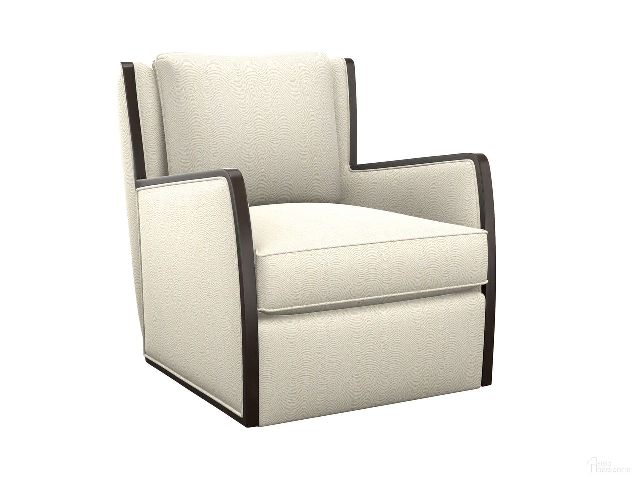 The appearance of Featured Upholstery Delancey Swivel Chair In Cream designed by Lexington in the transitional interior design. This cream piece of furniture  was selected by 1StopBedrooms from Featured Upholstery Collection to add a touch of cosiness and style into your home. Sku: 1938-11SW-71. Material: Fabric.