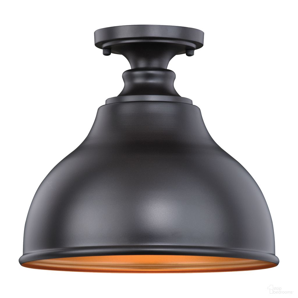The appearance of Delano 11 Inch Outdoor Flush Mount Ceiling Light In Oil Burnished Bronze and Light Gold designed by Vaxcel in the country / farmhouse interior design. This oil burnished bronze/light gold piece of furniture  was selected by 1StopBedrooms from Delano Collection to add a touch of cosiness and style into your home. Sku: T0315. Material: Steel.