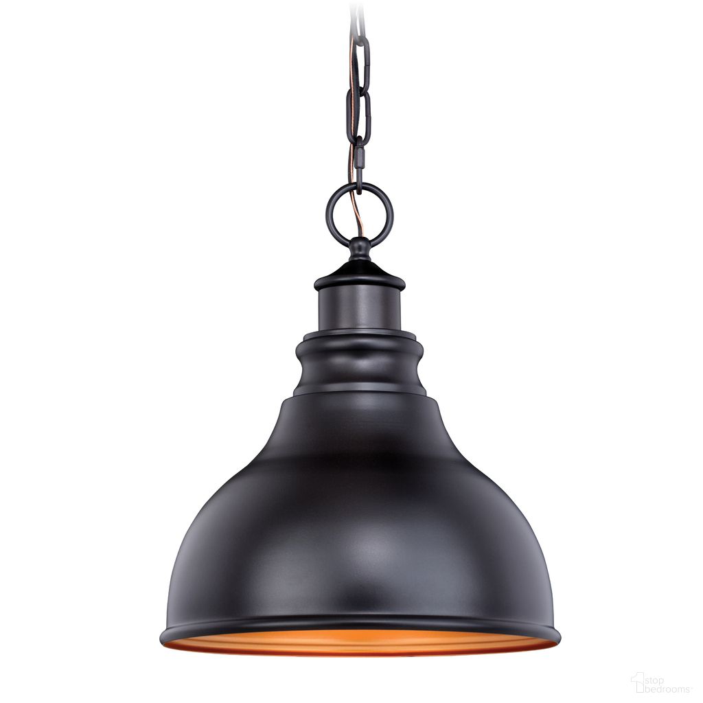 The appearance of Delano 11 Inch Outdoor Pendant In Oil Burnished Bronze and Light Gold designed by Vaxcel in the country / farmhouse interior design. This oil burnished bronze/light gold piece of furniture was selected by 1StopBedrooms from Delano Collection to add a touch of cosiness and style into your home. Sku: T0317. Material: Steel.
