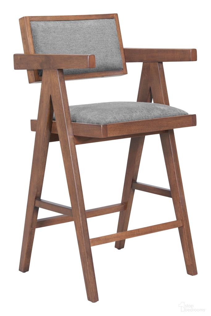 The appearance of Delhi Counter Stool Set of 2 In Gray and Walnut designed by Zuo Modern in the modern / contemporary interior design. This gray and walnut piece of furniture was selected by 1StopBedrooms from Delhi Collection to add a touch of cosiness and style into your home. Sku: 110493. Material: Polyester.