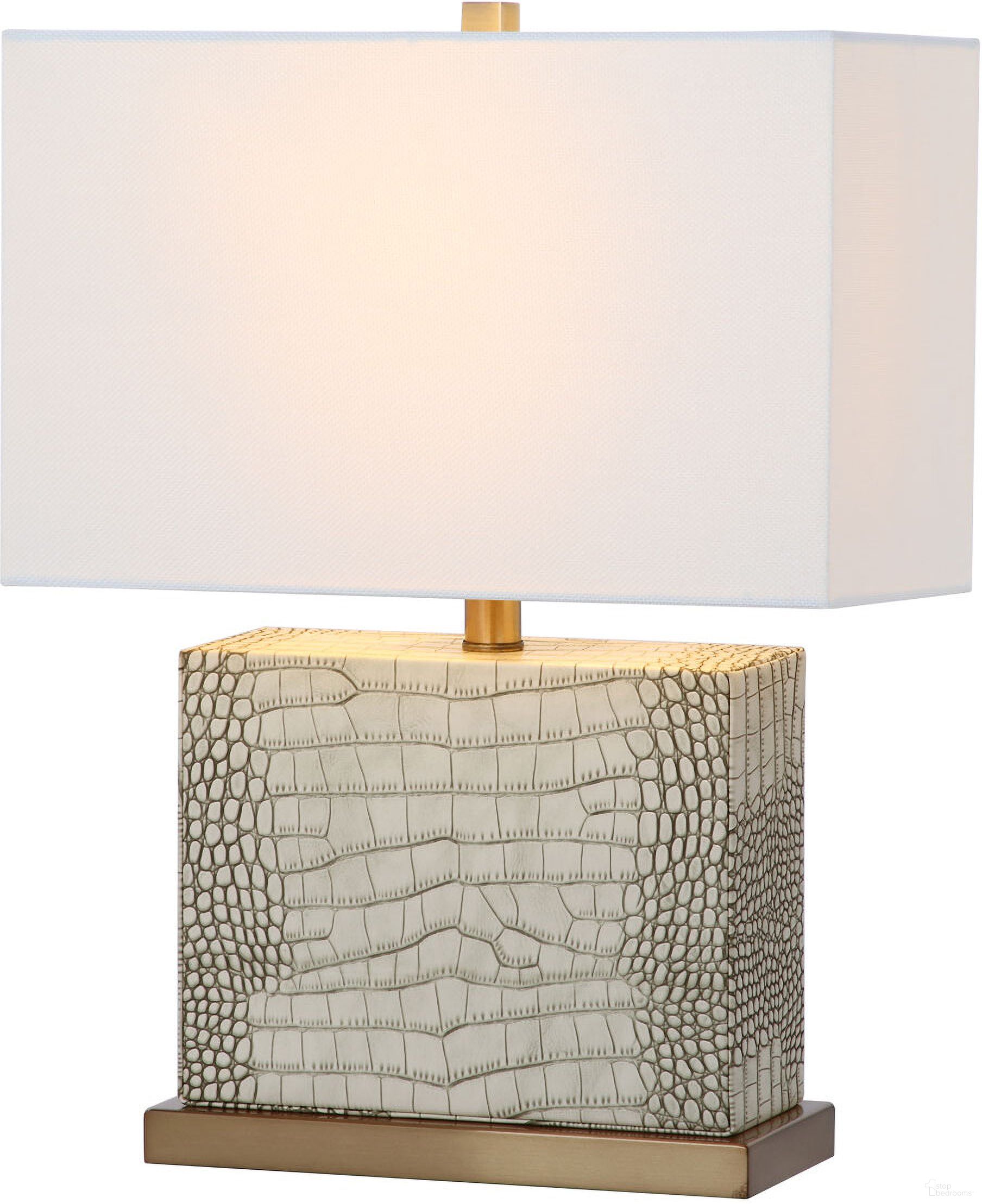 Delia Cream and Off-White 20.5 Inch Faux Alligator Table Lamp