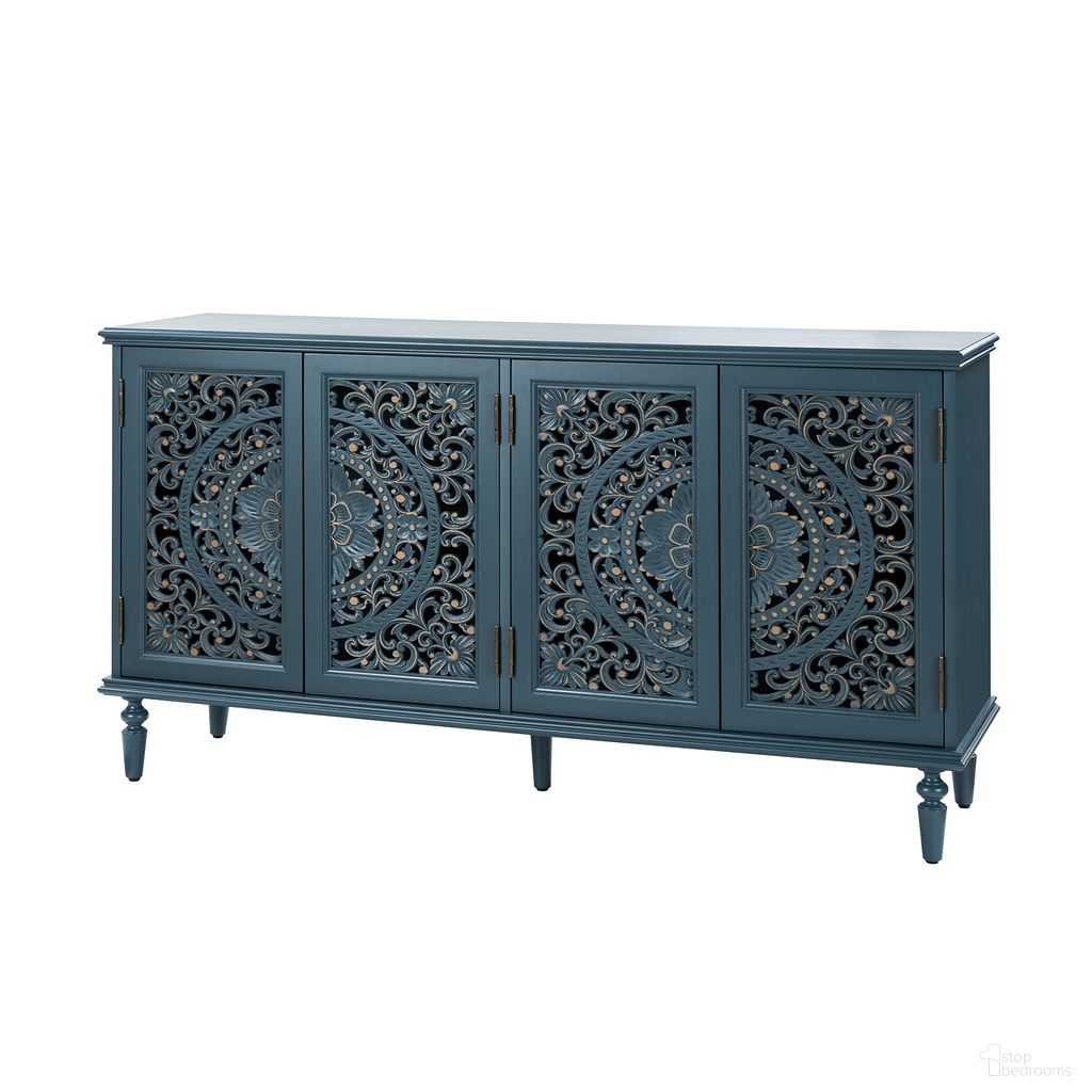 The appearance of Delia Sideboard In Blue designed by Karat Home in the modern / contemporary interior design. This blue piece of furniture was selected by 1StopBedrooms from Delia Collection to add a touch of cosiness and style into your home. Sku: SBLS0845-BLU. Material: Engineered Wood.