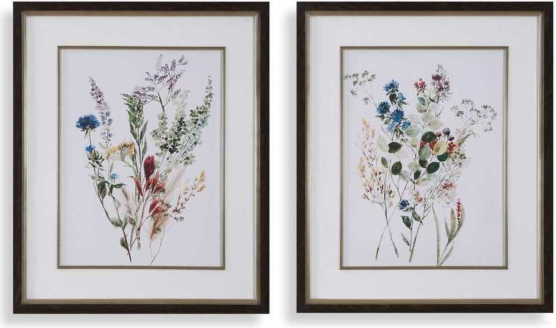 Delicate Flowers Framed Prints Set of 2 In Multi