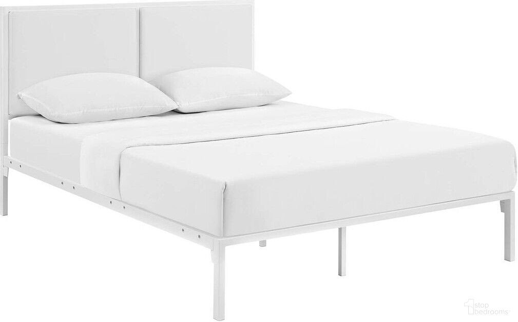 Della King Vinyl Bed In White