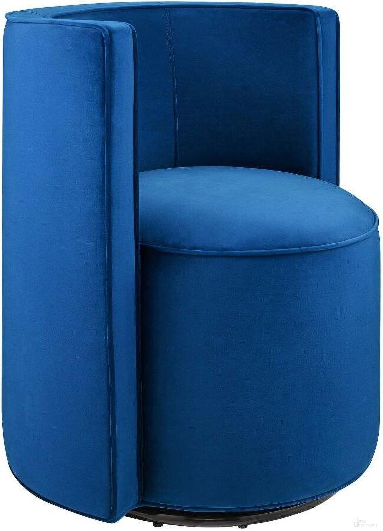 Della Performance Velvet Fabric Swivel Chair In Navy
