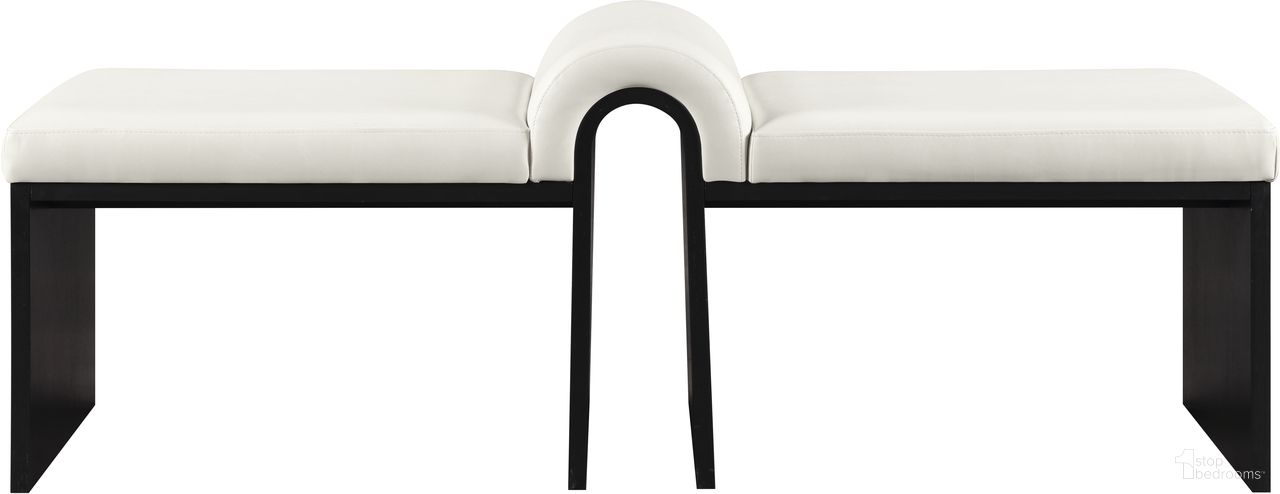 Delphine Vegan Leather Upholstered Bench In Cream and Black
