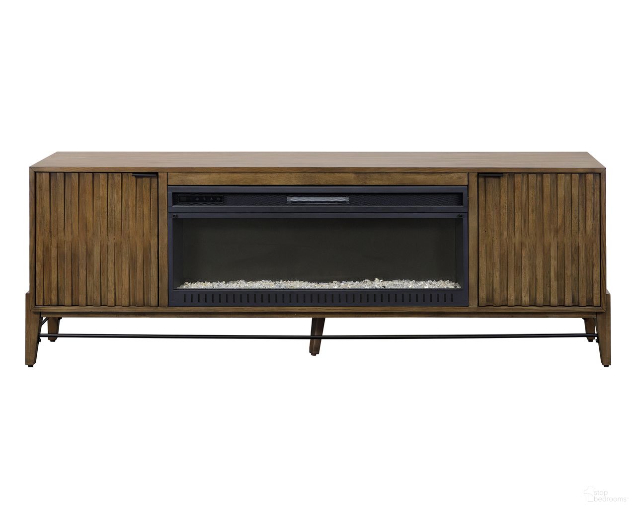 Delray 81 Inch TV Stand with Fireplace Console In Brown