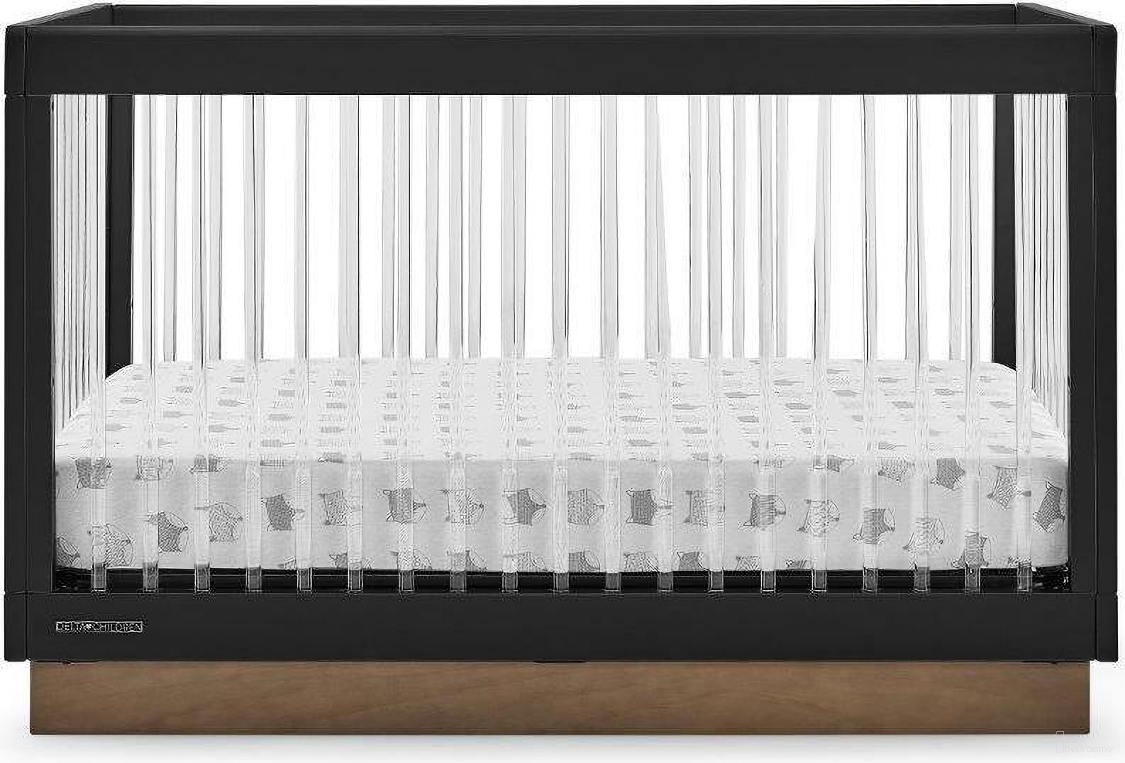 Delta Children James Acrylic 4 In 1 Convertible Crib - Greenguard Gold Certified In Midnight Grey With Acorn