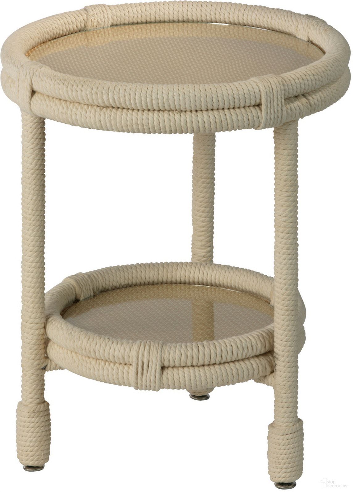 The appearance of Delta Cotton Rope Side Table In Off White designed by Jamie Young Company in the coastal interior design. This off white piece of furniture  was selected by 1StopBedrooms from Delta Collection to add a touch of cosiness and style into your home. Sku: 20DELT-STWH. Material: Cotton.