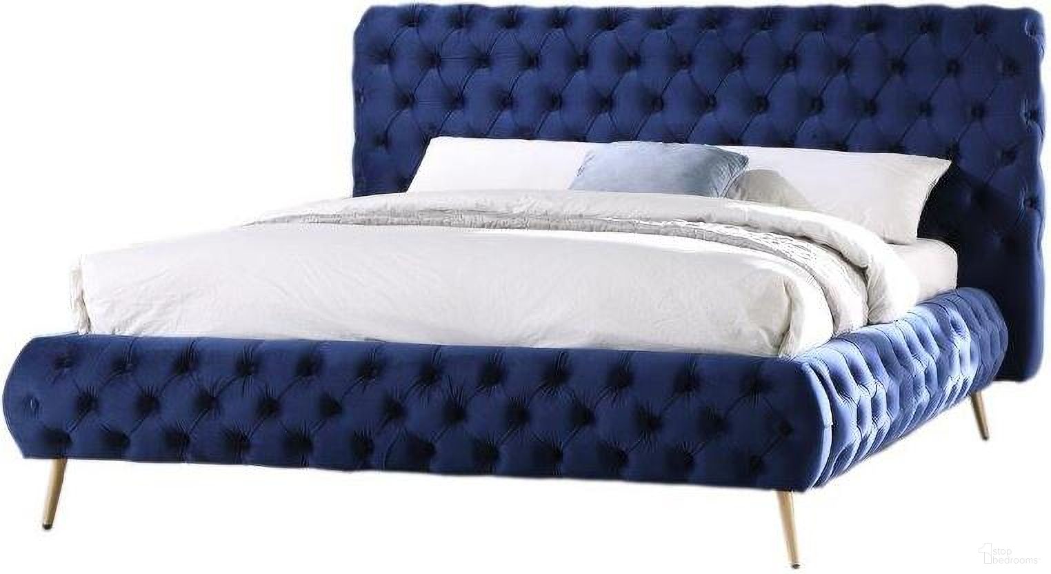 The appearance of Demeter Tufted Fabric Platform Queen Bed In Blue designed by Best Master Furniture in the transitional interior design. This blue piece of furniture  was selected by 1StopBedrooms from Demeter Collection to add a touch of cosiness and style into your home. Sku: JJ201BLQ. Bed Type: Platform Bed. Material: Upholstered. Bed Size: Queen.