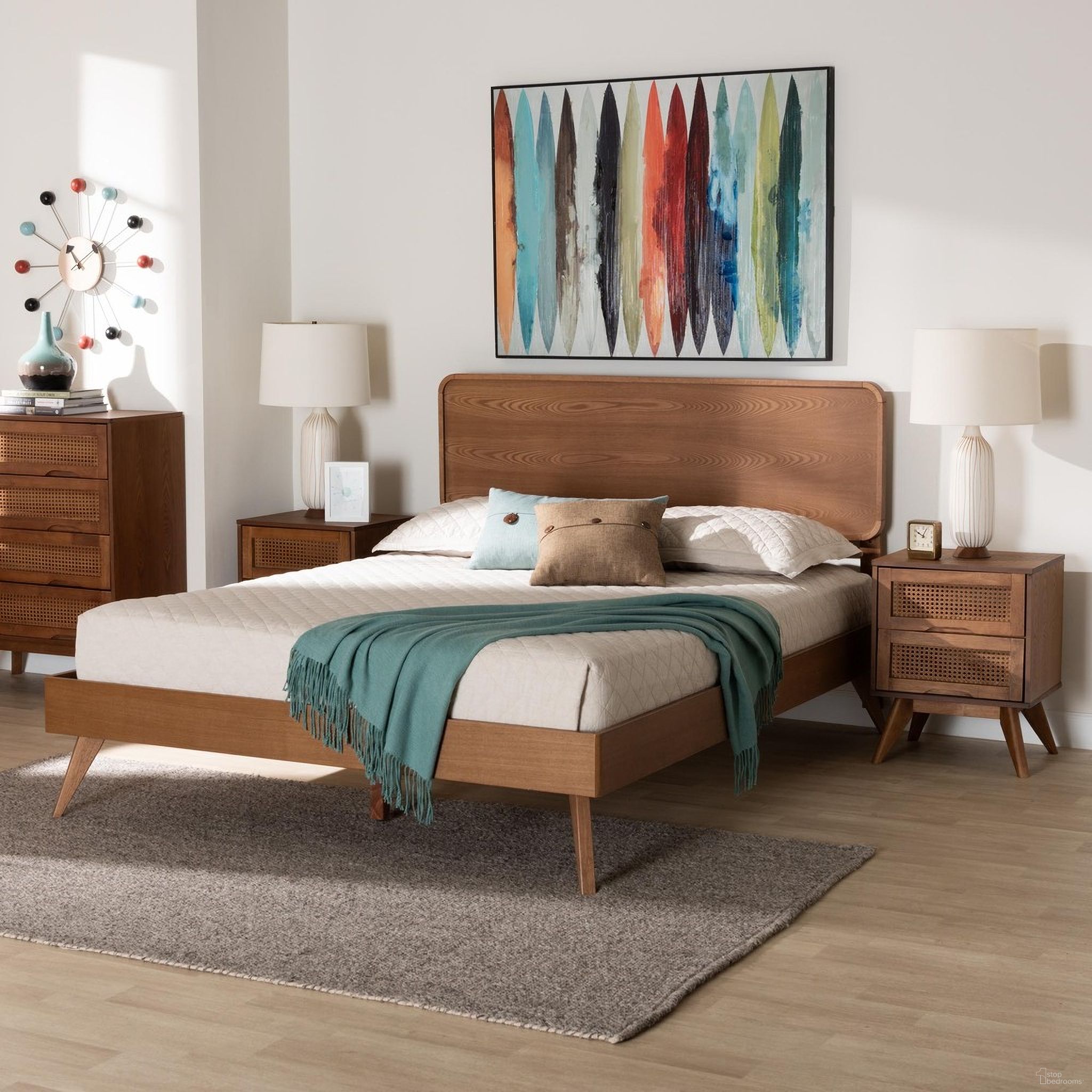 Demeter Wood 3 Piece Queen Bedroom Set In Walnut Brown