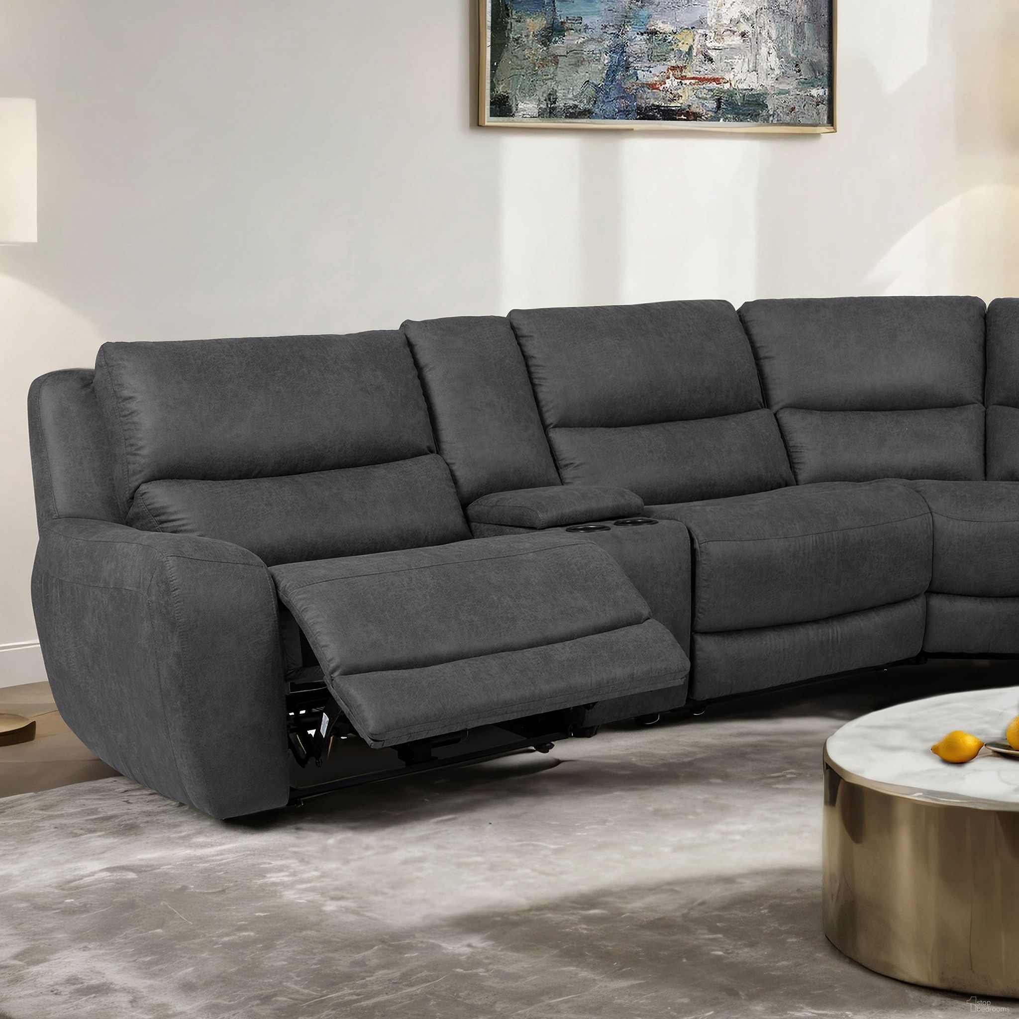 Demetrius Power Sectional In Granite Gray