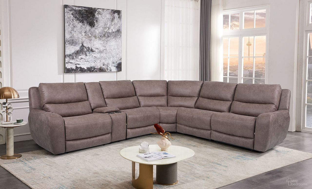 Demetrius Power Sectional In Slate Brown