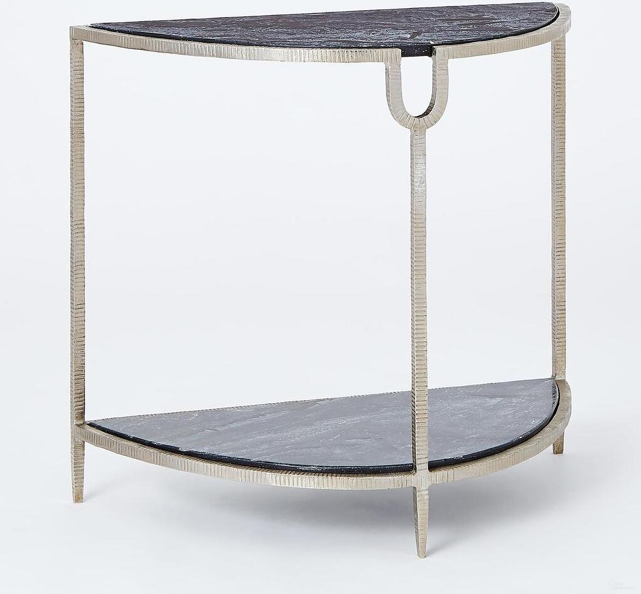 Demilune Side Table In Silver and Grey