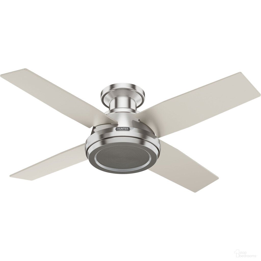 The appearance of Dempsey 44 Inch Low Profile Ceiling Fan and Handheld Remote In Brushed Nickel and Matte Nickel designed by Hunter Fan in the modern / contemporary interior design. This brushed nickel/matte nickel piece of furniture was selected by 1StopBedrooms from Dempsey Collection to add a touch of cosiness and style into your home. Sku: 59335. Material: Composite.