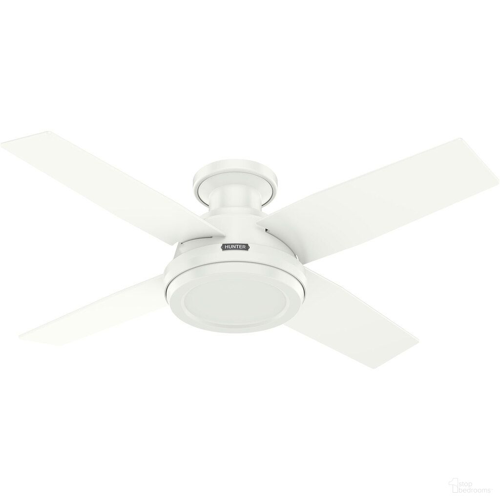 The appearance of Dempsey 44 Inch Low Profile Ceiling Fan and Handheld Remote In Fresh White designed by Hunter Fan in the modern / contemporary interior design. This fresh white piece of furniture  was selected by 1StopBedrooms from Dempsey Collection to add a touch of cosiness and style into your home. Sku: 59334. Material: Composite.