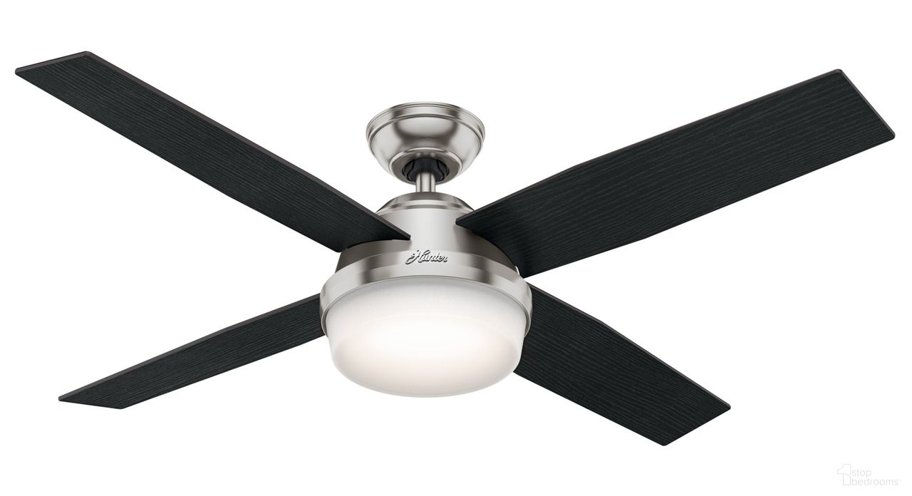 The appearance of Dempsey 52 Inch Ceiling Fan with LED Light Kit and Handheld Remote In Brushed Nickel and Black Oak designed by Hunter Fan in the modern / contemporary interior design. This brushed nickel/black oak piece of furniture was selected by 1StopBedrooms from Dempsey Collection to add a touch of cosiness and style into your home. Sku: 59216. Material: Composite.