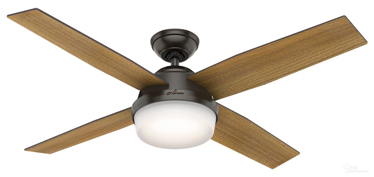 Dempsey 52 Inch Ceiling Fan with LED Light Kit and Handheld Remote In Noble Bronze and Mid Century Walnut