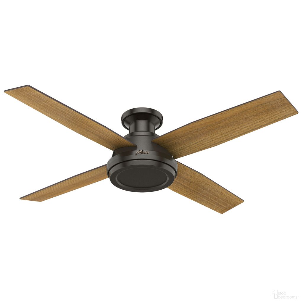 Dempsey 52 Inch Low Profile Ceiling Fan and Handheld Remote In Noble Bronze and Mid Century Walnut