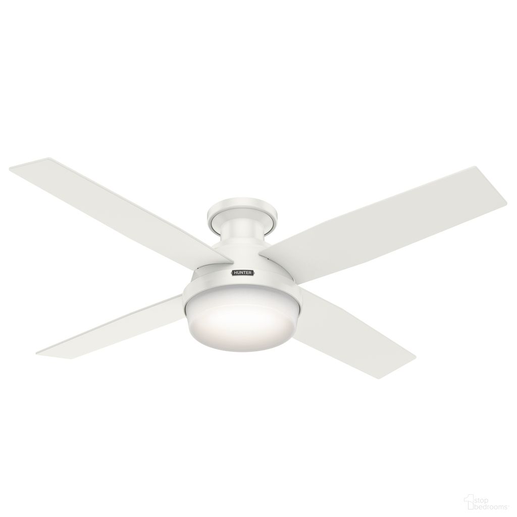 The appearance of Dempsey 52 Inch Low Profile Ceiling Fan with LED Light Kit and Handheld Remote In Fresh White and Blonde Oak designed by Hunter Fan in the modern / contemporary interior design. This fresh white/blonde oak piece of furniture  was selected by 1StopBedrooms from Dempsey Collection to add a touch of cosiness and style into your home. Sku: 59242. Material: Composite.