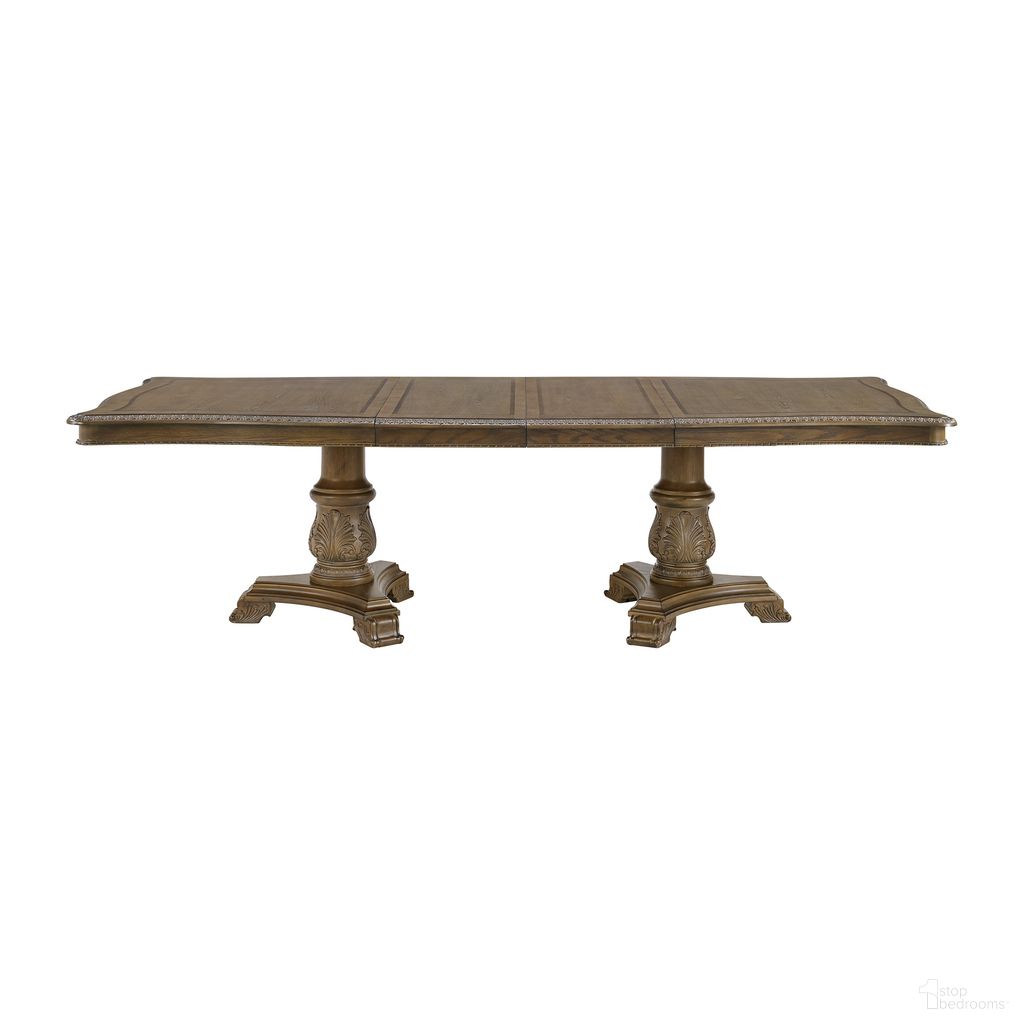 The appearance of Denali Rectangular Dining Table with 2 18 Inch Leaves In Walnut designed by Picket House in the traditional interior design. This walnut piece of furniture  was selected by 1StopBedrooms from Denali Collection to add a touch of cosiness and style into your home. Sku: D-10460-5-DTT;D-10460-5-DTB. Table Base Style: Double Pedestal. Table Top Shape: Rectangular. Size: 44" x 72". Material: Oak.