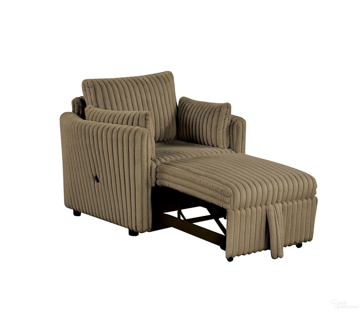 The appearance of Denholme Chair with Pull Out In Brown designed by Furniture of America in the modern / contemporary interior design. This brown piece of furniture was selected by 1StopBedrooms from Denholme Collection to add a touch of cosiness and style into your home. Sku: SL64002BR-AC;SL64002BR-ARM. Material: Fabric.