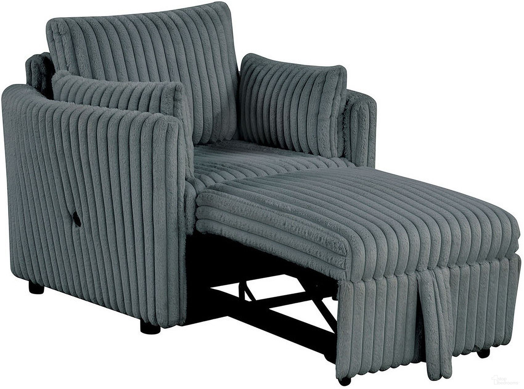 The appearance of Denholme Chair with Pull Out In Dark Gray designed by Furniture of America in the modern / contemporary interior design. This dark gray piece of furniture was selected by 1StopBedrooms from Denholme Collection to add a touch of cosiness and style into your home. Sku: SL64002DG-AC;SL64002DG-ARM. Material: Fabric.