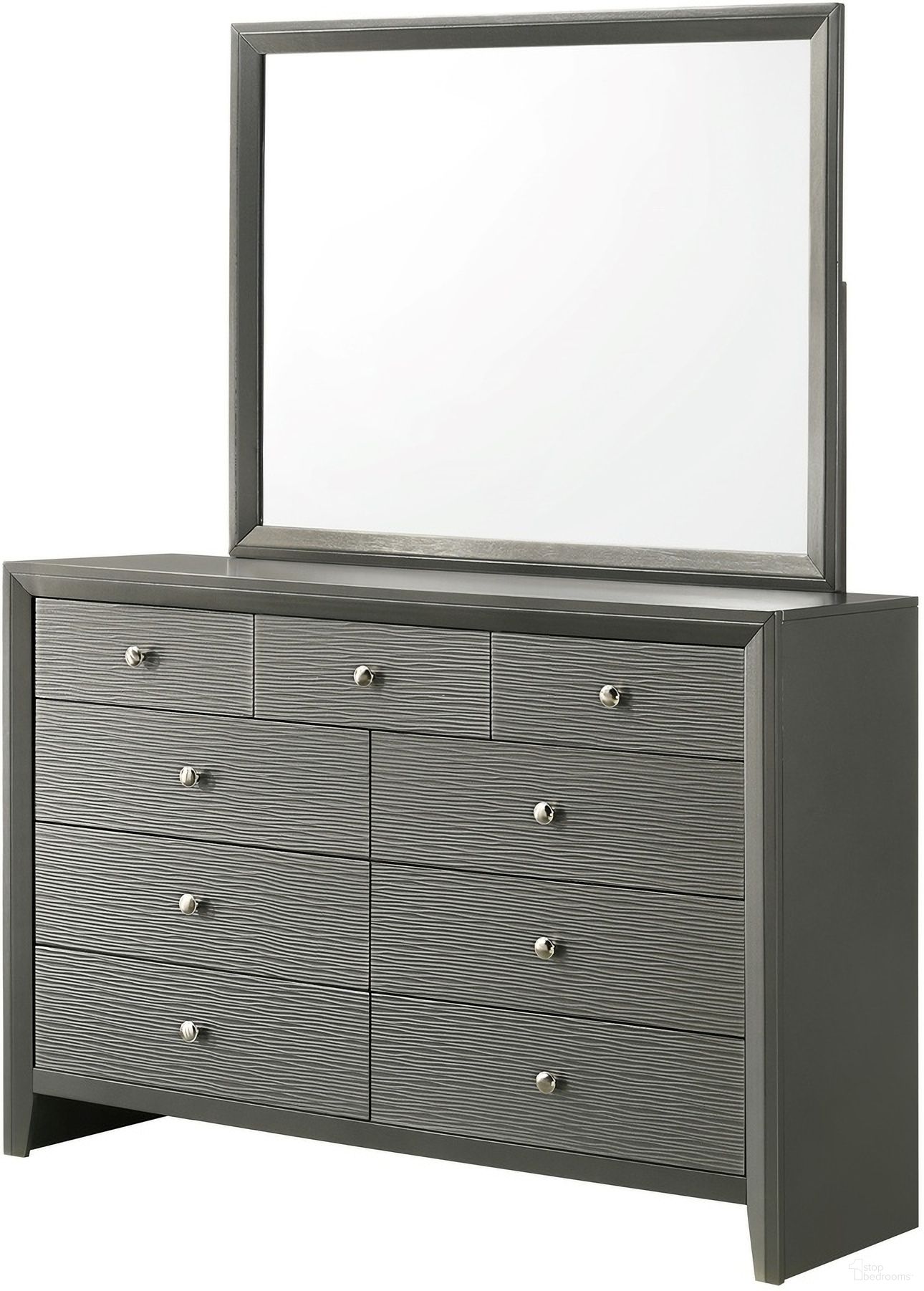 The appearance of Denker Dresser In Gunmetal designed by Crown Mark in the modern / contemporary interior design. This gunmetal piece of furniture was selected by 1StopBedrooms from Denker Collection to add a touch of cosiness and style into your home. Sku: B4715-1. Material: MDF.