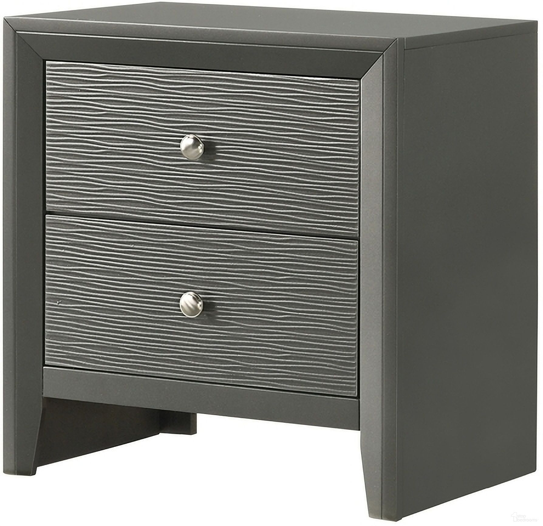 The appearance of Denker Night Stand In Gunmetal designed by Crown Mark in the modern / contemporary interior design. This gunmetal piece of furniture was selected by 1StopBedrooms from Denker Collection to add a touch of cosiness and style into your home. Sku: B4715-2. Material: MDF.