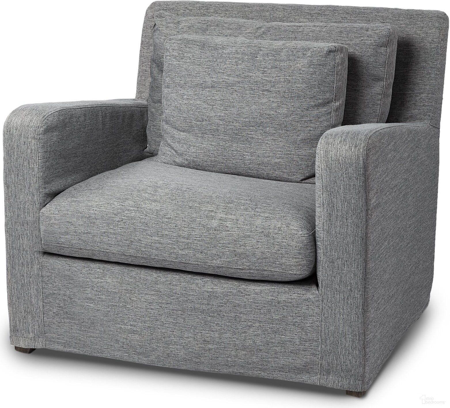 The appearance of Denly III Slipcover Upholstered Arm Chair In Castlerock Gray designed by Mercana in the transitional interior design. This grey piece of furniture was selected by 1StopBedrooms from Denly Collection to add a touch of cosiness and style into your home. Sku: 68725. Material: Fabric.
