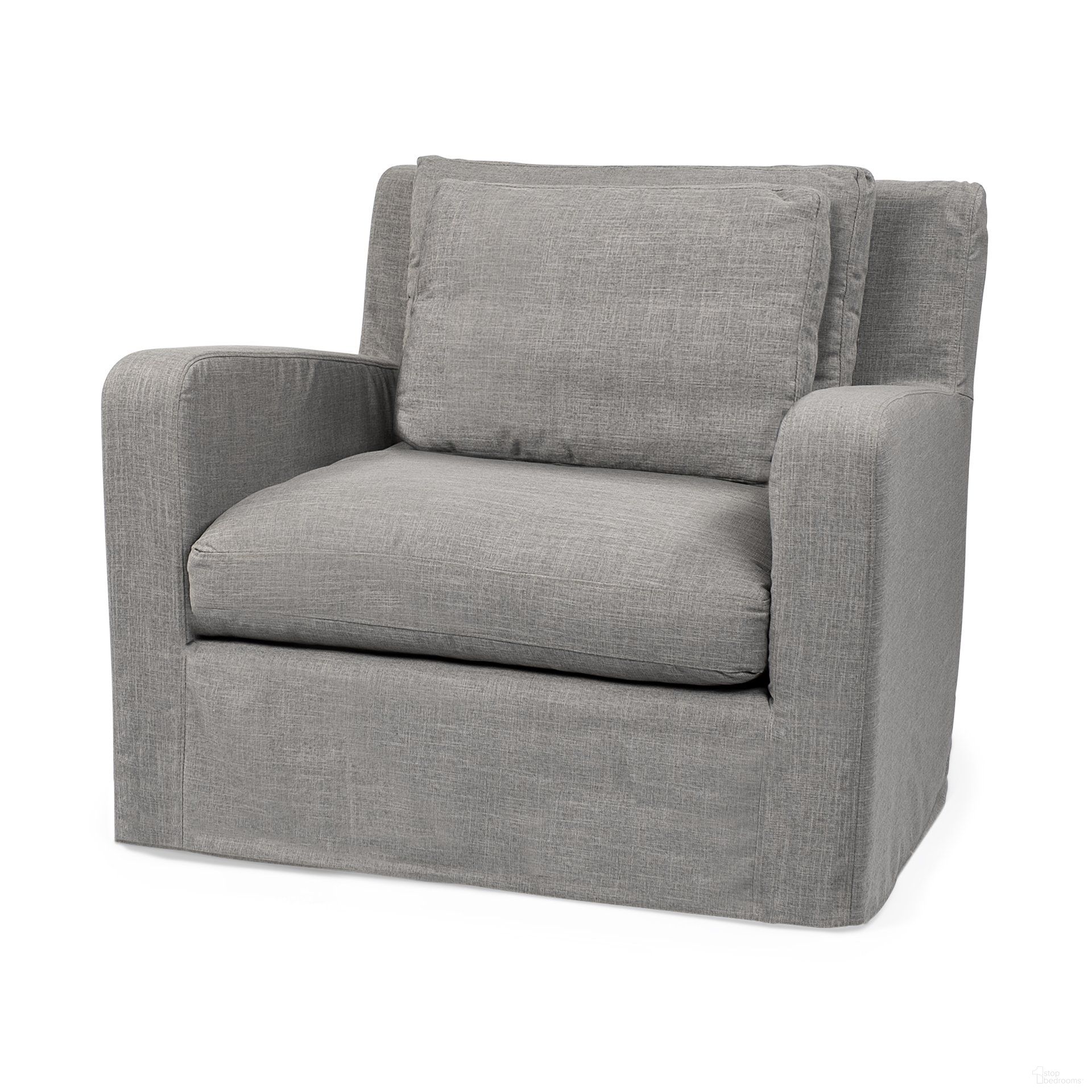 The appearance of Denly III Slipcover Upholstered Arm Chair In Flint Gray designed by Mercana in the transitional interior design. This gray piece of furniture was selected by 1StopBedrooms from Denly Collection to add a touch of cosiness and style into your home. Sku: 68724. Material: Fabric.