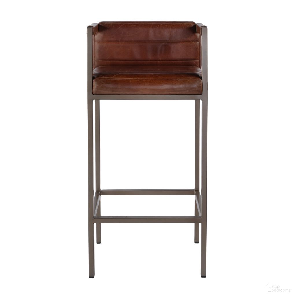 The appearance of Dennis 31 Inch Leather and Iron Accent Stool with Low Back In Brown designed by Butler Specialty Company in the industrial interior design. This brown piece of furniture was selected by 1StopBedrooms from Dennis Collection to add a touch of cosiness and style into your home. Sku: 5907344. Material: Iron.