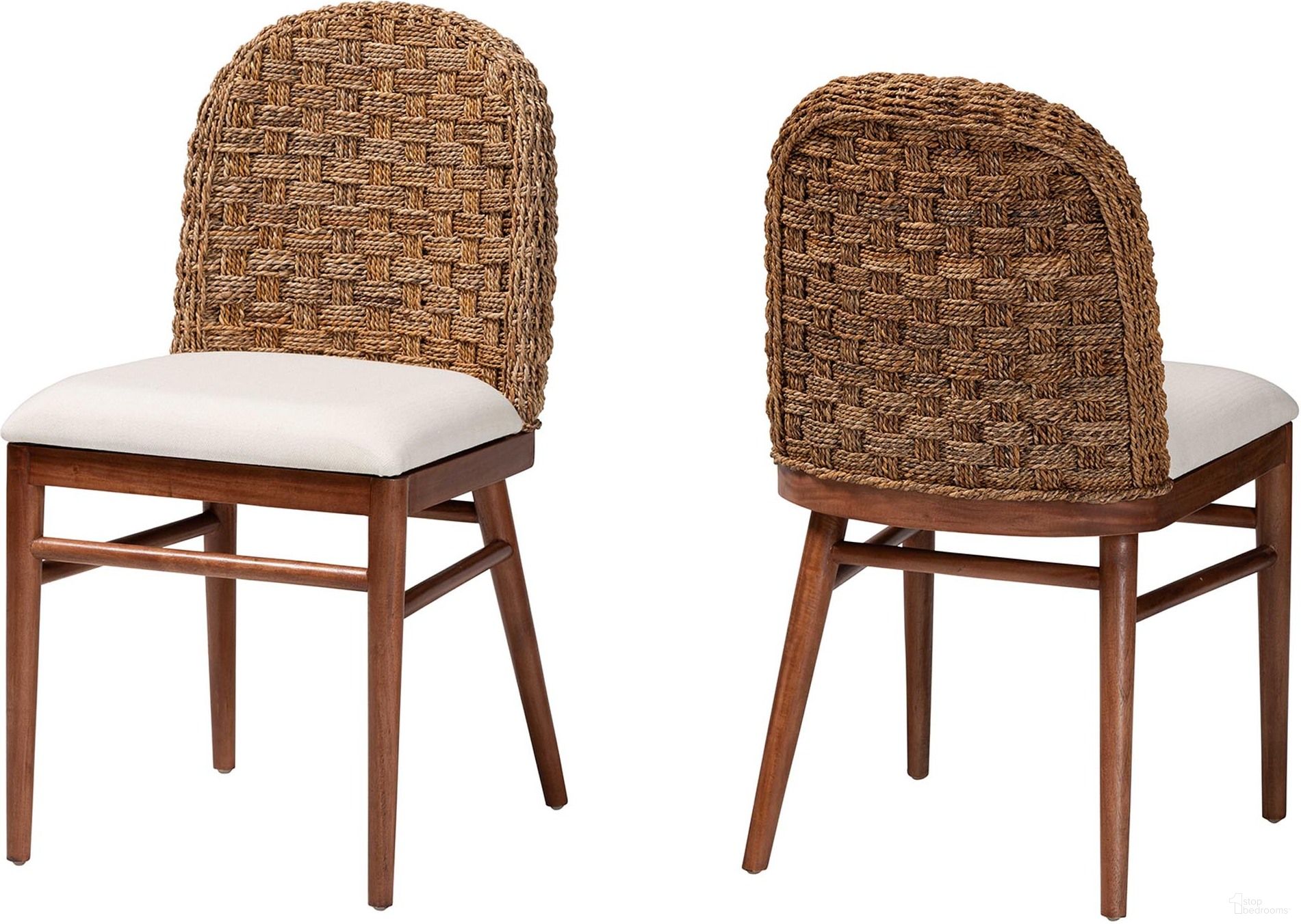 Denver Dining Chair In Walnut Brown Finished Acacia Wood and Seagrass