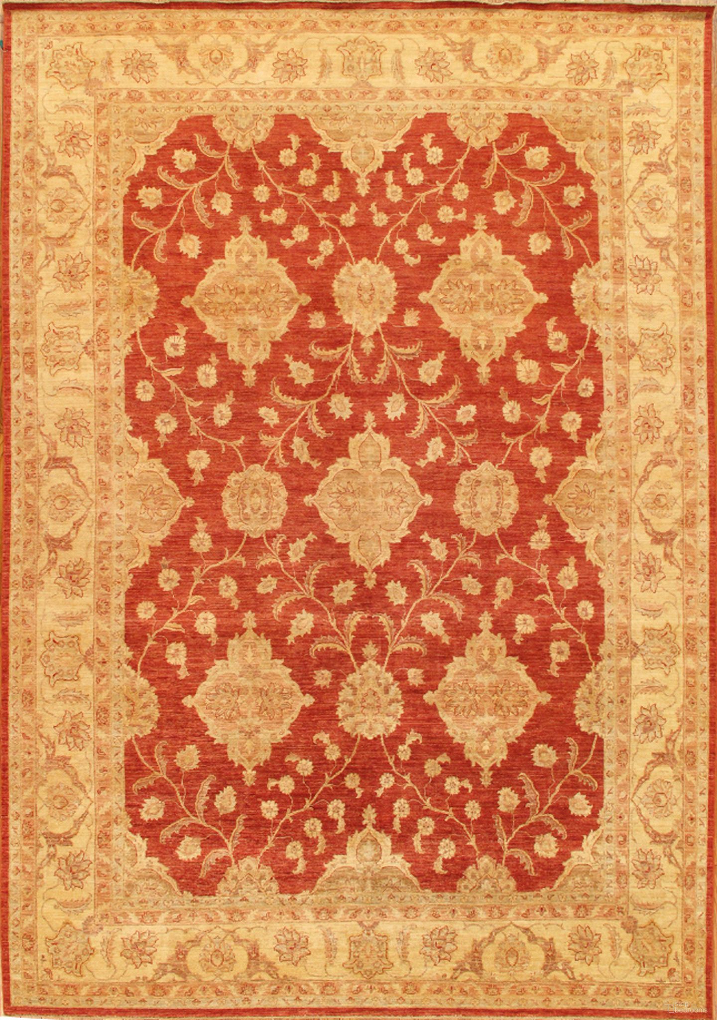 Denver Hand-Knotted Lamb's Wool Area Rug-10' x 14' 3" In Rust and Beige